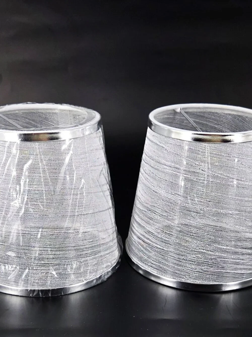 Pair Chandelier/Wall Light Silver Mesh NWOT Mini Lamp Shade 5.5